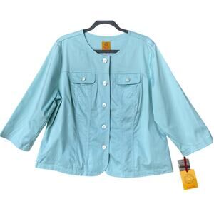 NWT New Ruby Rd Womens 18W Cotton Blend Long Sleeve Button Up Jacket